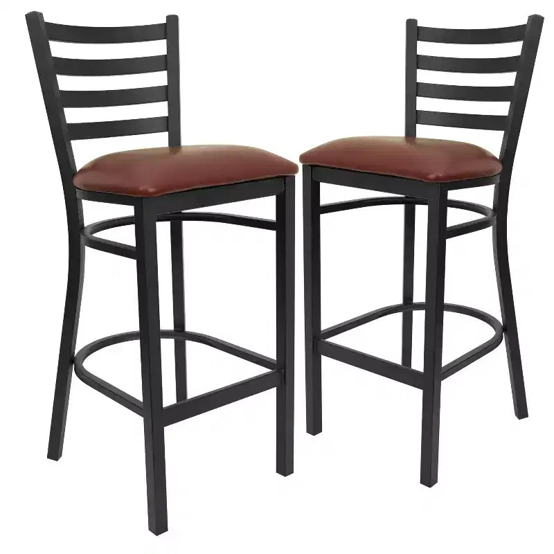 Emma and Oliver 2 Pack Ladder Back Metal Restaurant Barstool