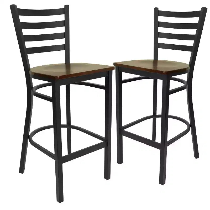 Emma and Oliver 2 Pack Ladder Back Metal Restaurant Barstool