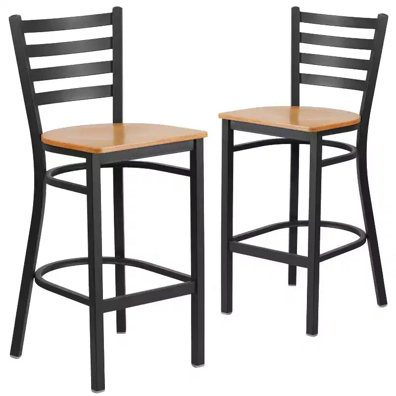 Emma and Oliver 2 Pack Ladder Back Metal Restaurant Barstool