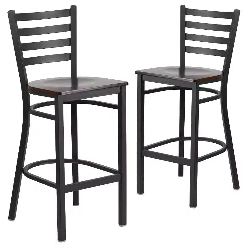 Emma and Oliver 2 Pack Ladder Back Metal Restaurant Barstool
