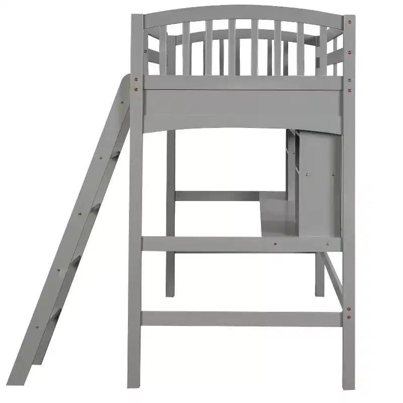Twin size Loft Bed with Storage Shelves, Desk and Ladder - ModernLuxe