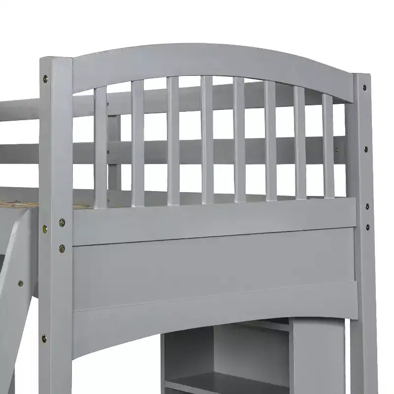 Twin size Loft Bed with Storage Shelves, Desk and Ladder - ModernLuxe