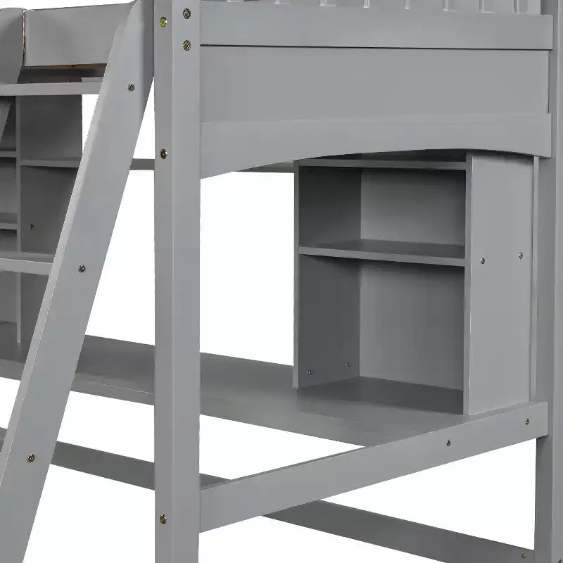 Twin size Loft Bed with Storage Shelves, Desk and Ladder - ModernLuxe