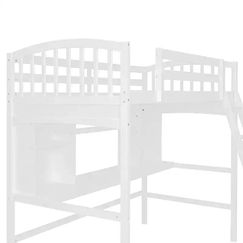 Twin size Loft Bed with Storage Shelves, Desk and Ladder - ModernLuxe