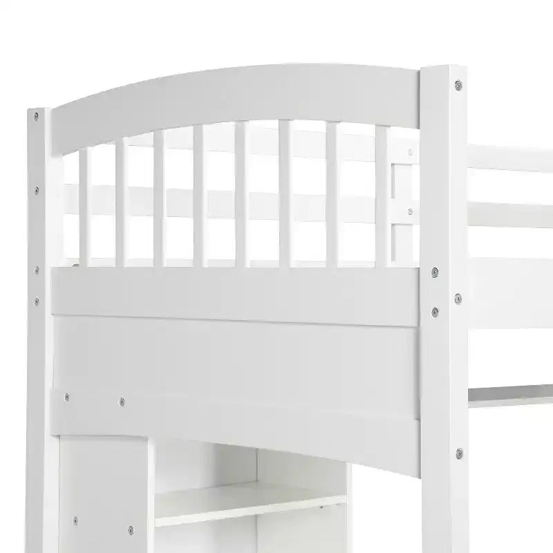 Twin size Loft Bed with Storage Shelves, Desk and Ladder - ModernLuxe