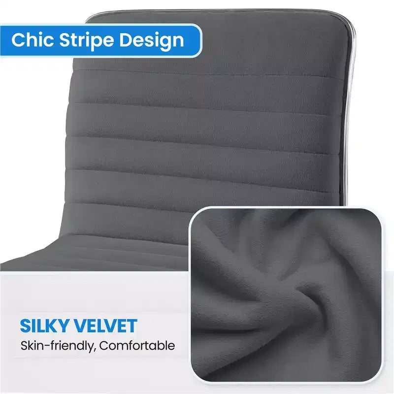 Yaheetech Velvet Low Back Armless Desk Chair Office Chair with Wheels