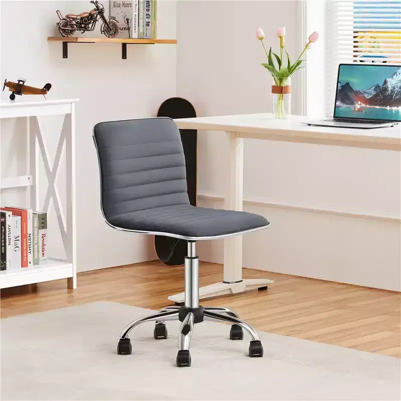 Yaheetech Velvet Low Back Armless Desk Chair Office Chair with Wheels