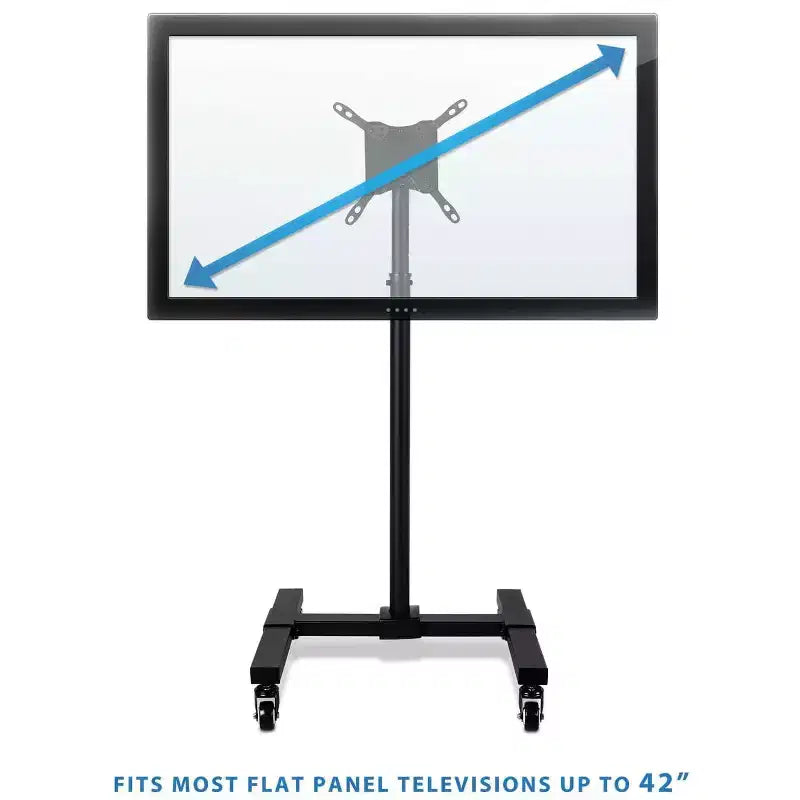 Mount-It! Height Adjustable Mobile TV Stand with Locking Wheels, Rolling Cart for 13 - 42 Flat Panel LCD LED Screens, VESA Compatible up to 200mm