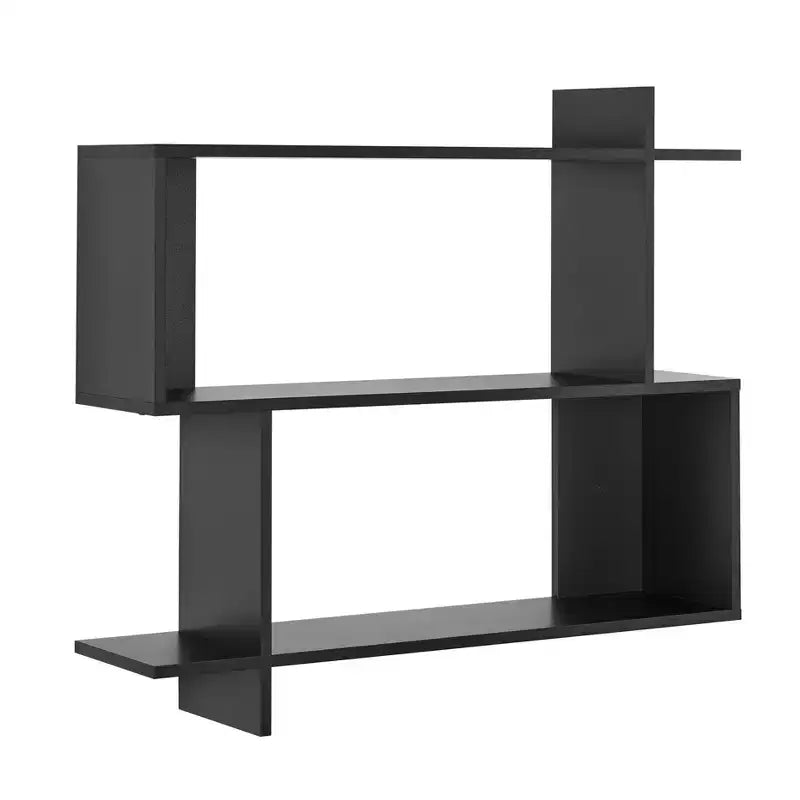 35.4 x 32 Manasa Floating Geometric Kilter 2 Tier Wall Shelf - Danya B.
