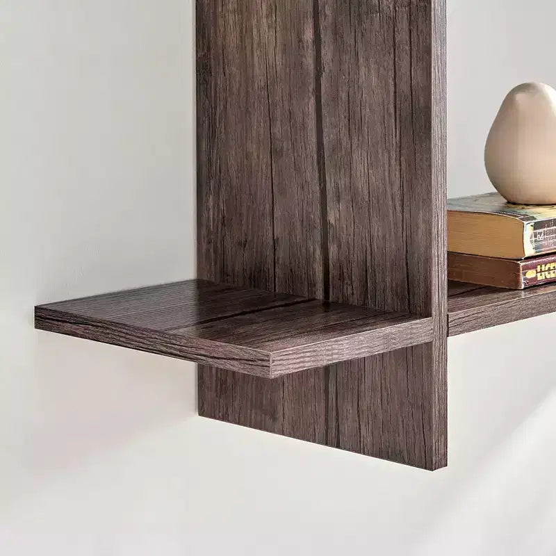 35.4 x 32 Manasa Floating Geometric Kilter 2 Tier Wall Shelf - Danya B.