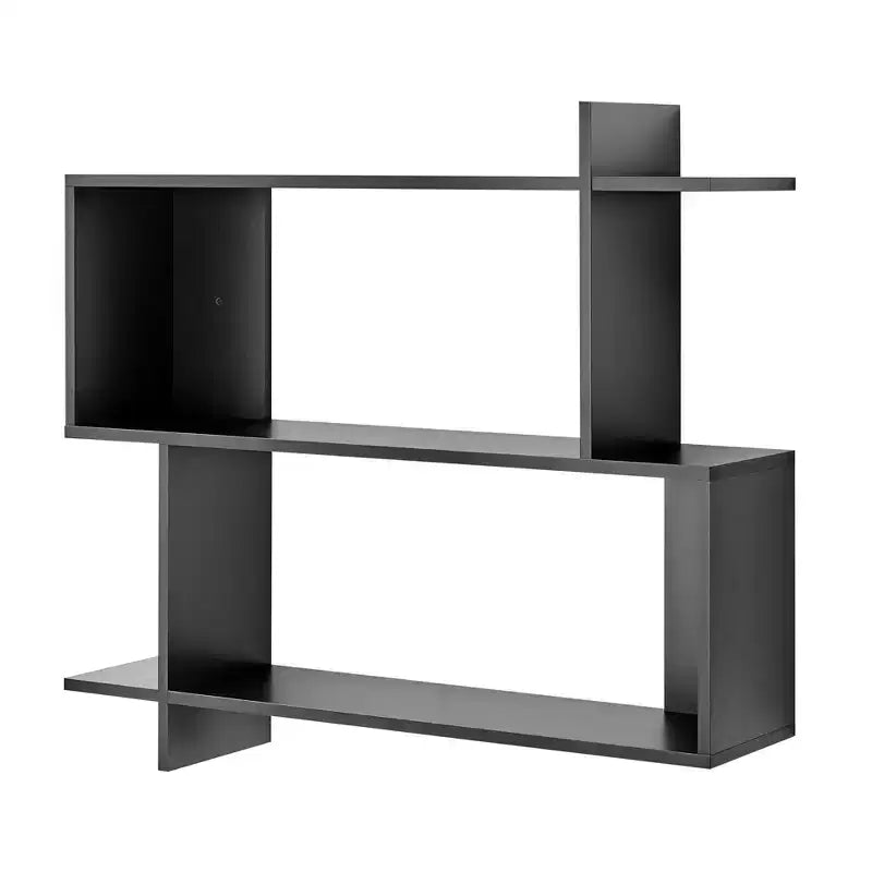 35.4 x 32 Manasa Floating Geometric Kilter 2 Tier Wall Shelf - Danya B.